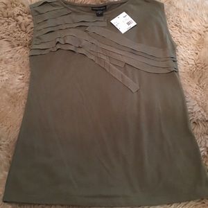 NWT Apostrophe Medium Army Green Dress Blouse